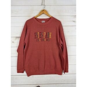 Vintage Oneita Sweatshirt Womens XXL Coral Estes Park Colorado Made in USA